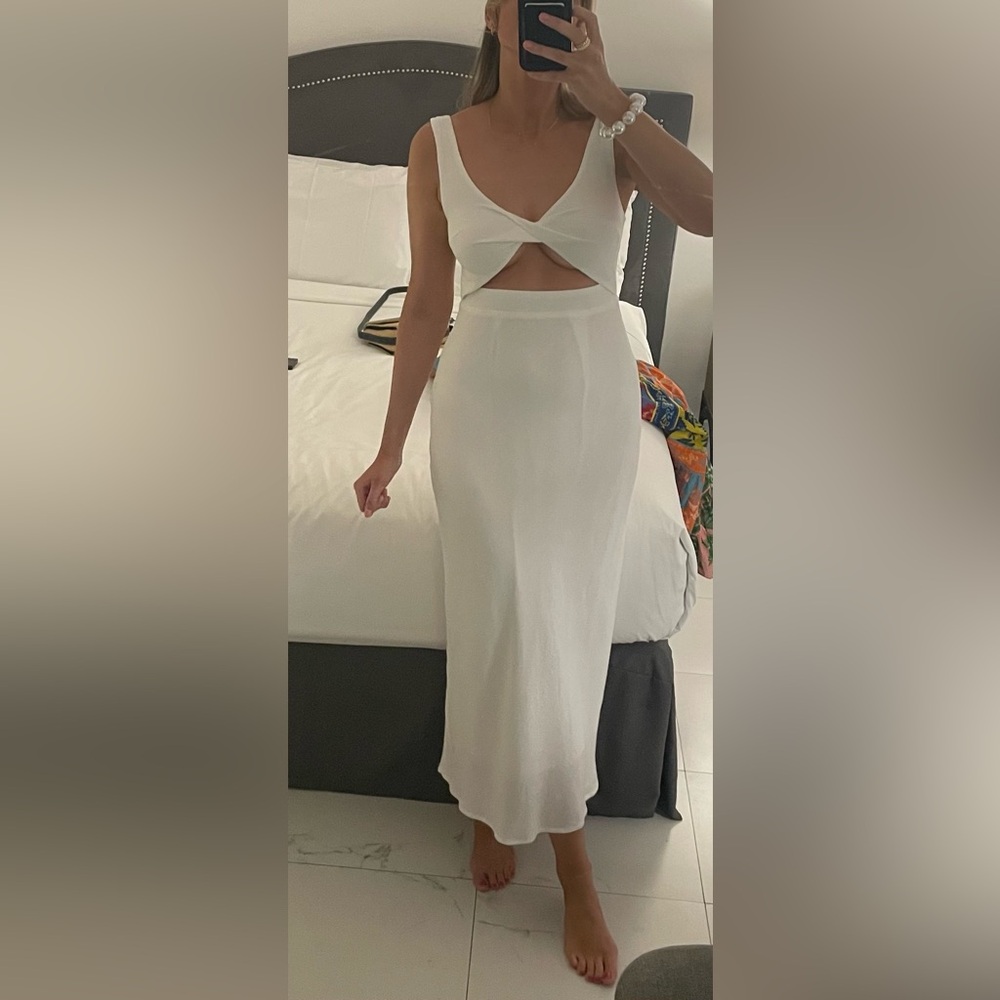 Petal and Pup White Linen Dress